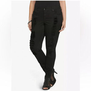 TORRID Premium Bead Embellished Distressed Skinny Jeans Stretch Black Women 18
